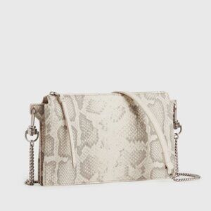 All Saints Cream Snake-Embossed Crossbody Bag